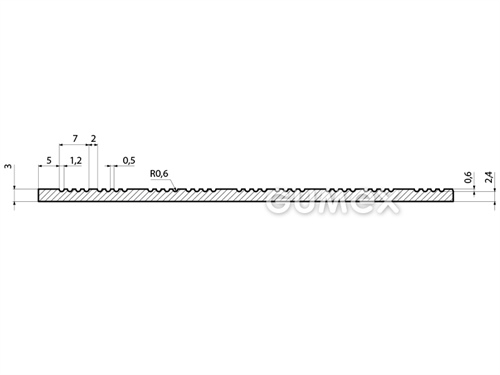 Gummiboden S 2, 3mm, Breite 1200mm, 80°ShA, SBR, gerillte Ausführung, -25°C/+80°C, schwarz, 